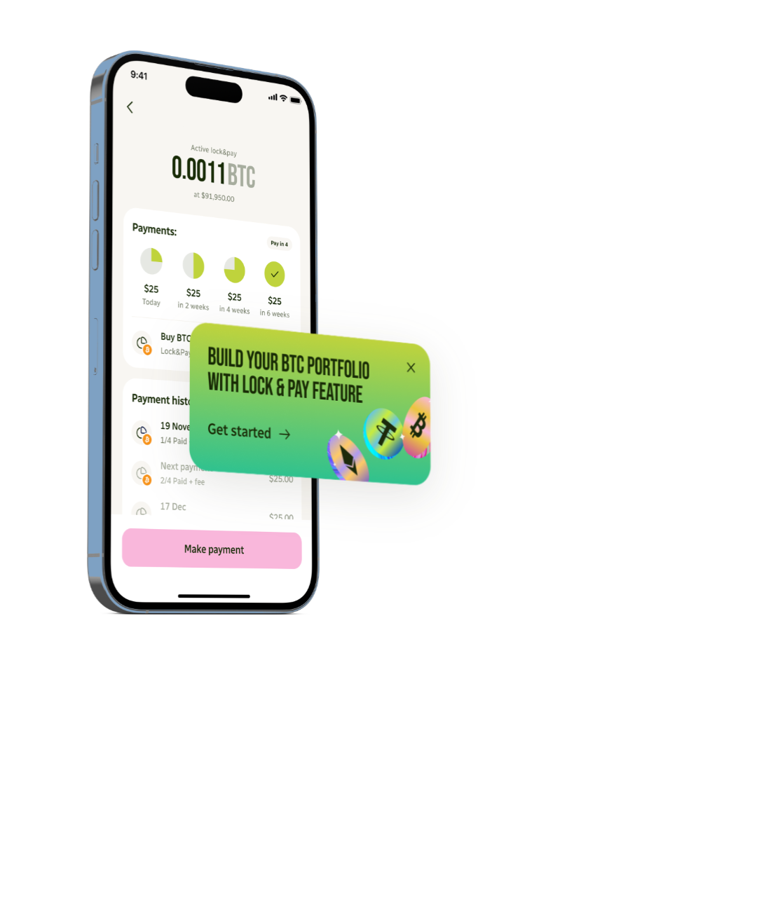 Jittie app - Lock & Pay feature